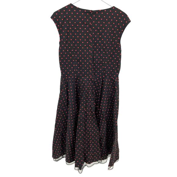 Muxxn 1950s Style Vintage Swing Party Heart Dress Low Neckline Size 14 - Picture 4 of 7